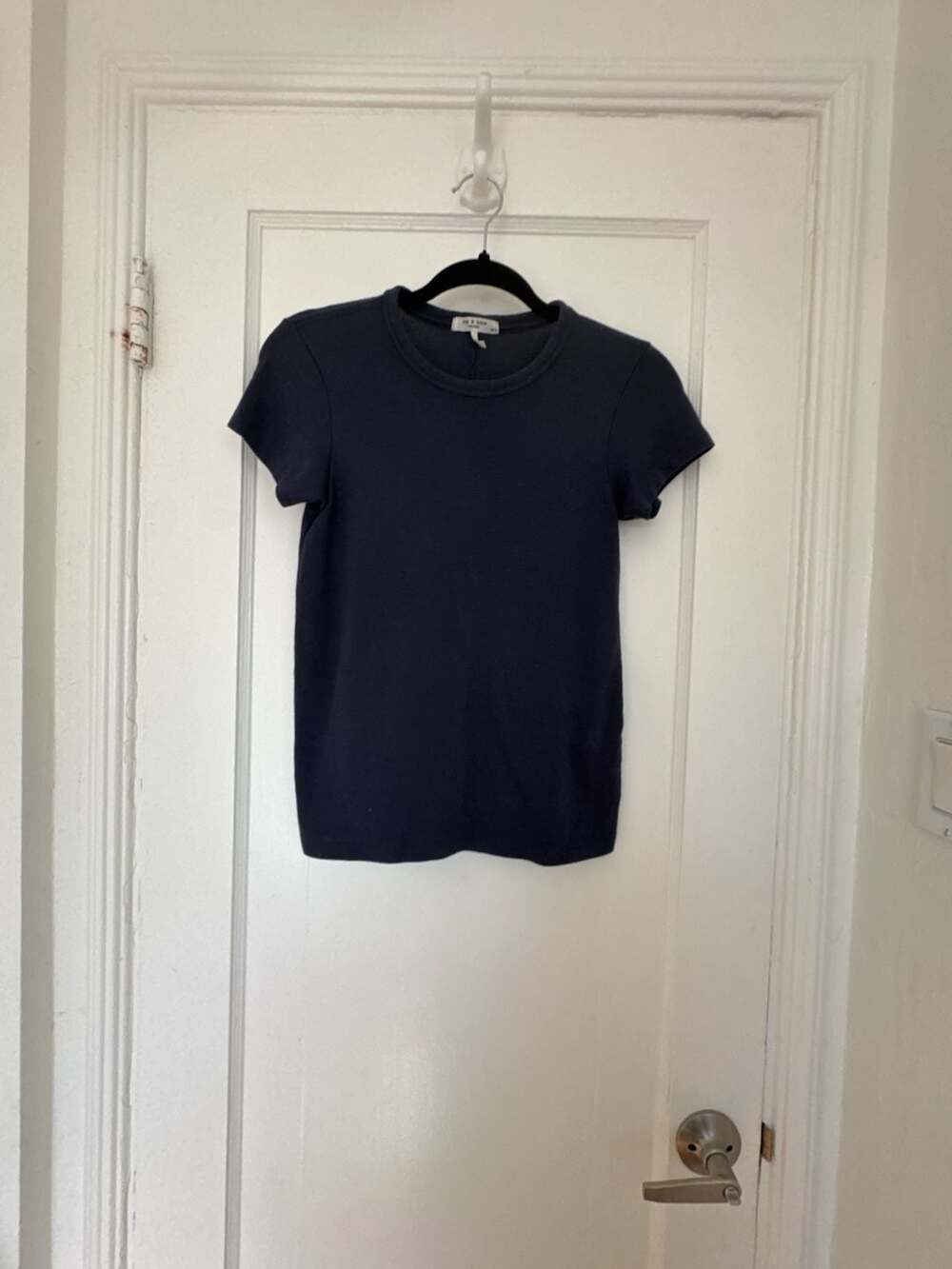 Rag & Bone Short Sleeve Tee Size XS Navy Blue Ribbed Crewneck Layer Normcore